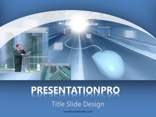 Flying Through Technology PowerPoint Template title slide design