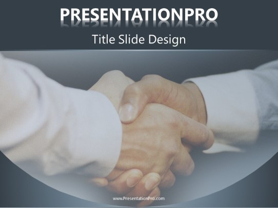 Hand Shake PowerPoint Template title slide design