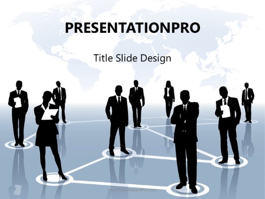 International Business Network PowerPoint Template title slide design