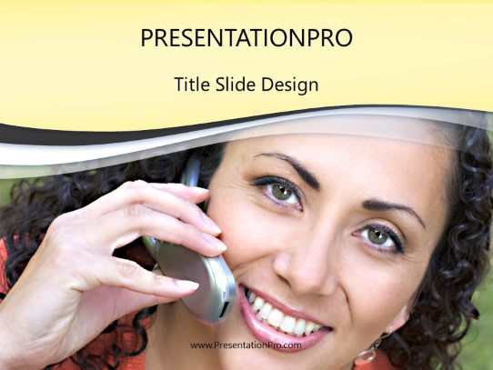 Lady On Cell PowerPoint Template title slide design