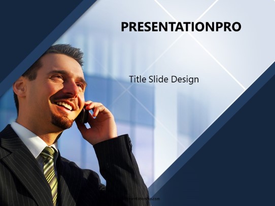 Man On Cell PowerPoint Template title slide design
