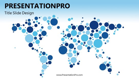 Map Bubbles Blue Widescreen PowerPoint Template title slide design