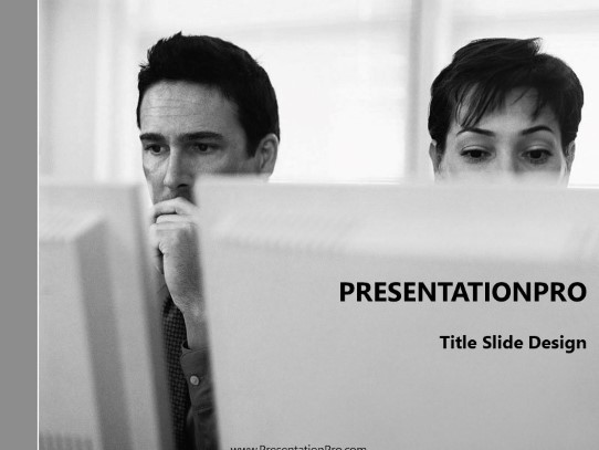 Peeking Grey PowerPoint Template title slide design