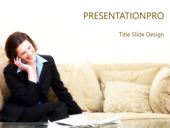 Phone Lady PowerPoint Template title slide design