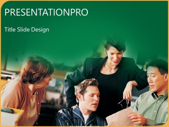 Sales Meeting Green PowerPoint Template title slide design