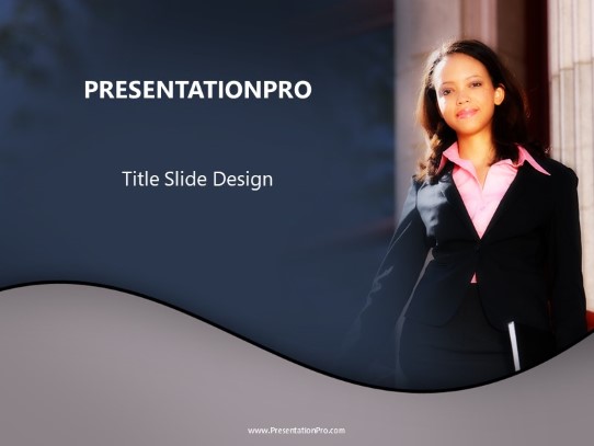 Welcoming Business Woman PowerPoint Template title slide design