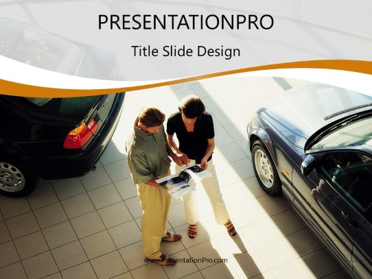Car Sales Orange PowerPoint Template title slide design