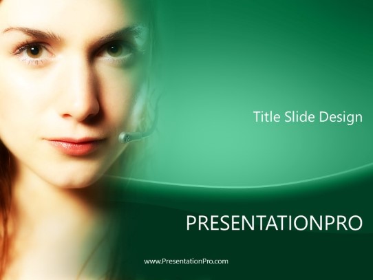 Female Telemarketer 01 Green PowerPoint Template title slide design