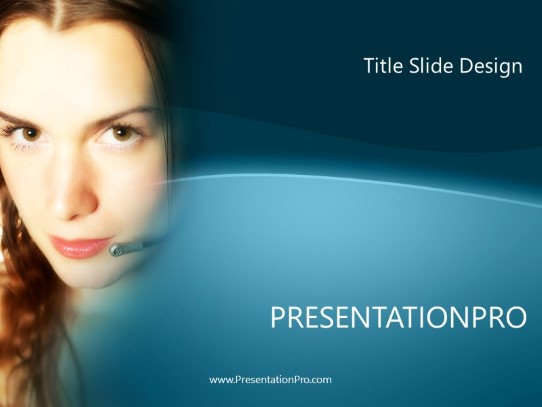 Female Telemarketer 02 Aqua PowerPoint Template title slide design