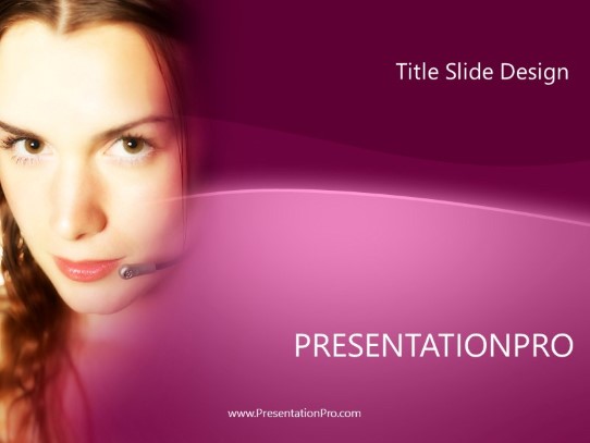 Female Telemarketer 02 Purple PowerPoint Template title slide design