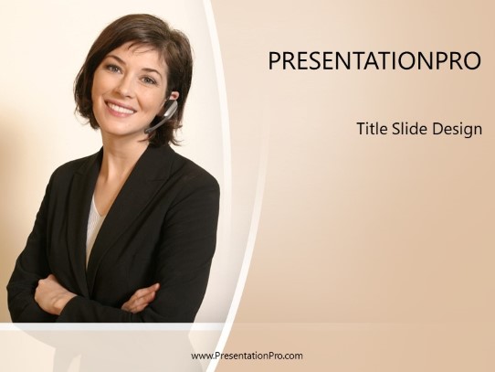 Headset Woman PowerPoint Template title slide design