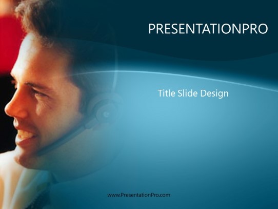 Male Telemarketer 02 Aqua PowerPoint Template title slide design