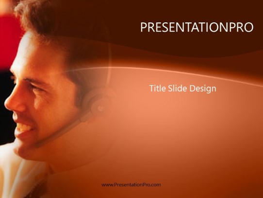 Male Telemarketer 02 Orange PowerPoint Template title slide design