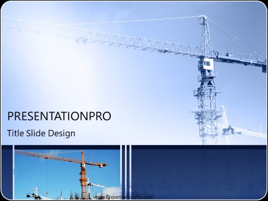Construction Crane PowerPoint Template title slide design