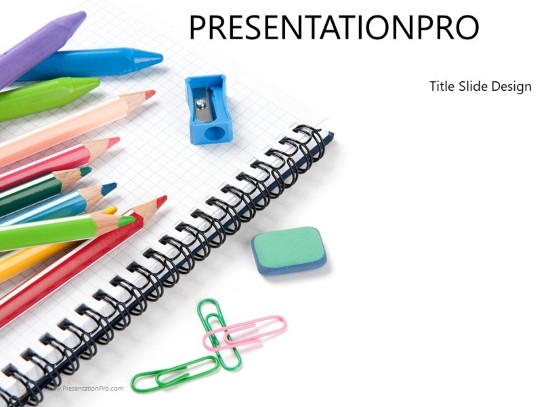 Back To School Supplies 2 PowerPoint Template title slide design