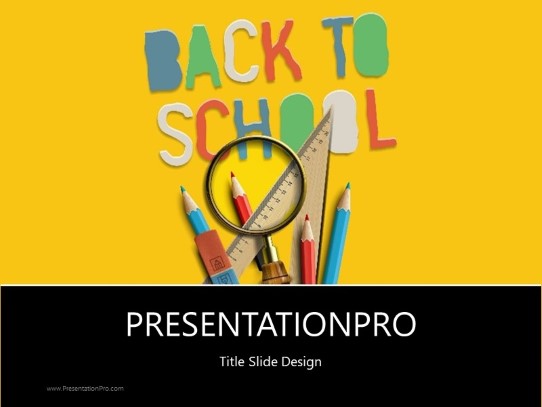 Back To School Supplies 3 PowerPoint Template title slide design