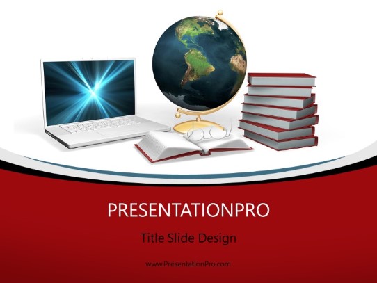 Knowledge Is Power Red PowerPoint Template title slide design