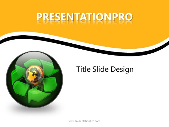 Globe Icon Recycle 3 PowerPoint Template title slide design