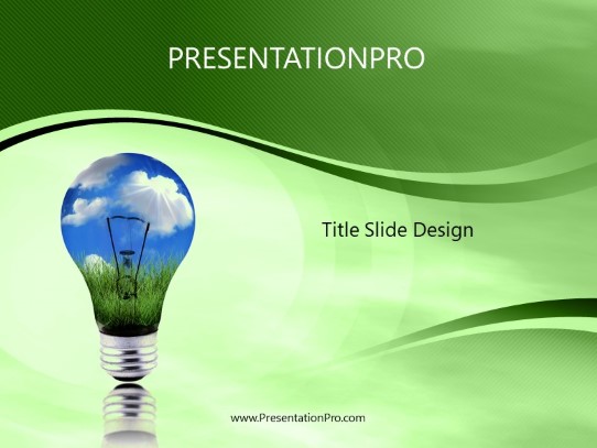 Green Energy Green PowerPoint Template title slide design