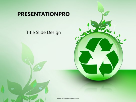 Recycle With Leaves PowerPoint Template title slide design