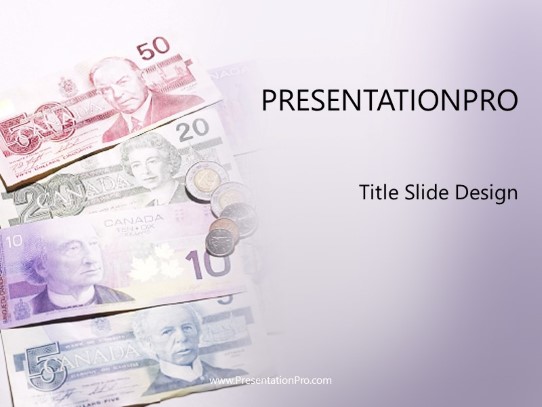 Candian Money PowerPoint Template title slide design