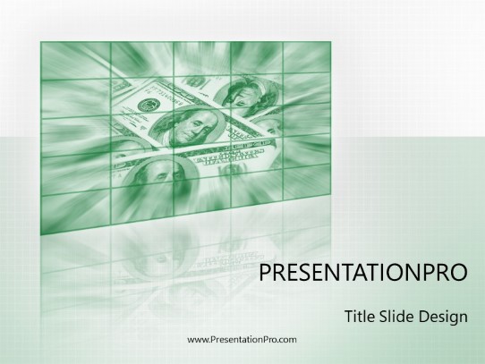 Money Motion Green PowerPoint Template title slide design