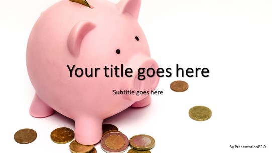 Piggy Bank Coins PowerPoint Template title slide design