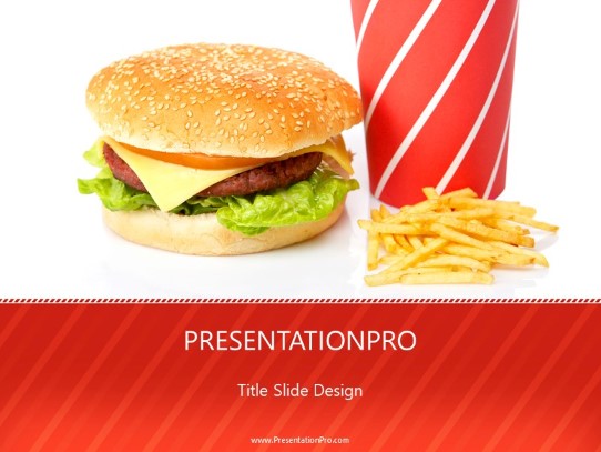 Cheeseburger Fries Drinks PowerPoint Template title slide design