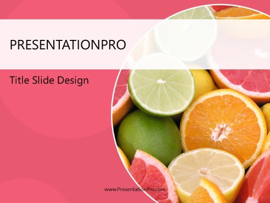 Citrus Fruits Pink PowerPoint Template title slide design