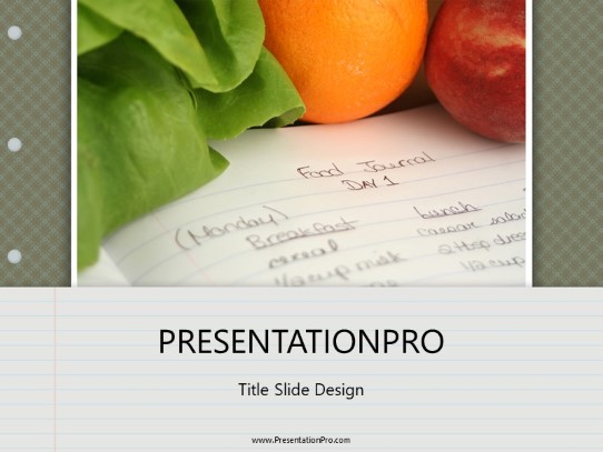 Food Journal PowerPoint Template title slide design