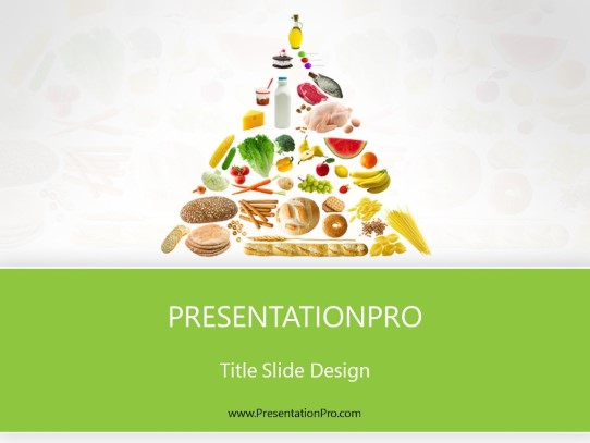 Food Pyramid Green PowerPoint Template title slide design