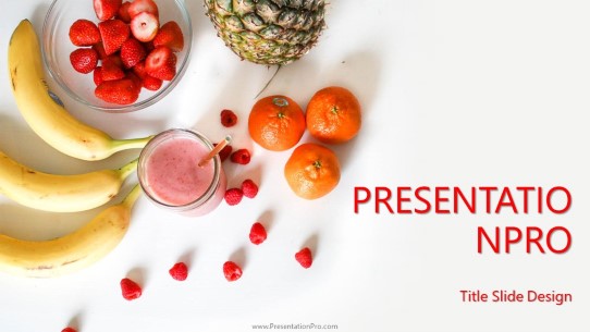 Fruit Smoothie Widescreen PowerPoint Template title slide design