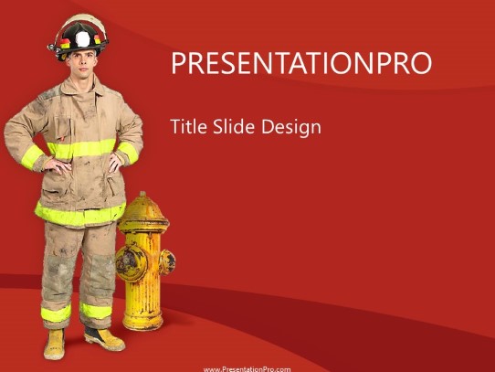 Fireman And Hydrant PowerPoint Template title slide design