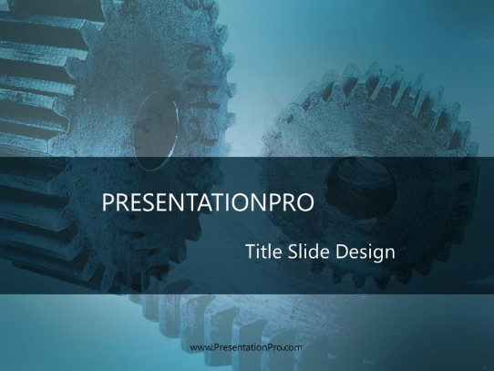 Geared Up Teal PowerPoint Template title slide design