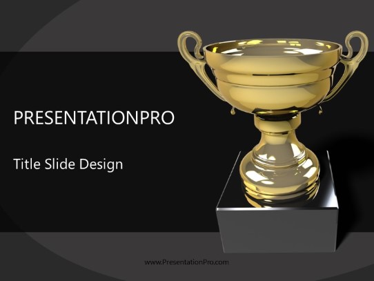 Gold Trophy PowerPoint Template title slide design