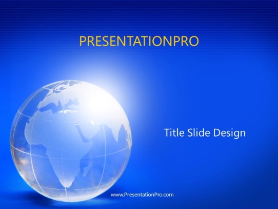 Blue Glass World PowerPoint Template title slide design