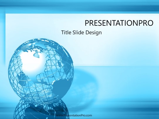 Blue Wire Globe PowerPoint Template title slide design
