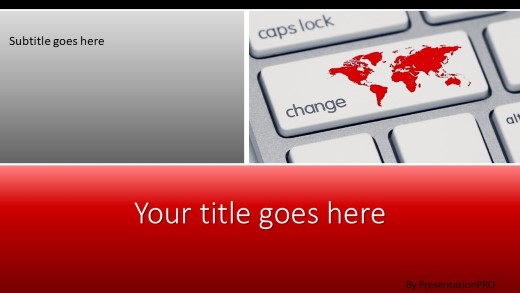 Change The World Keyboard Widescreen PowerPoint Template title slide design