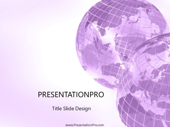 Corner Globes Purple PowerPoint Template title slide design