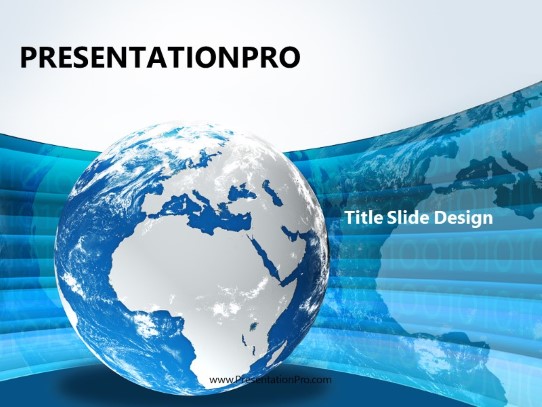 Europe Africa Globe Blue PowerPoint Template title slide design
