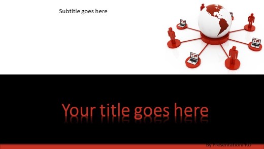 Global Computer Network Red Widescreen PowerPoint Template title slide design