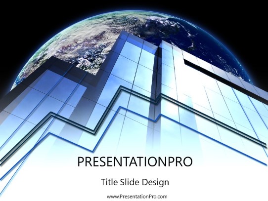 Globe Skyscraper PowerPoint Template title slide design