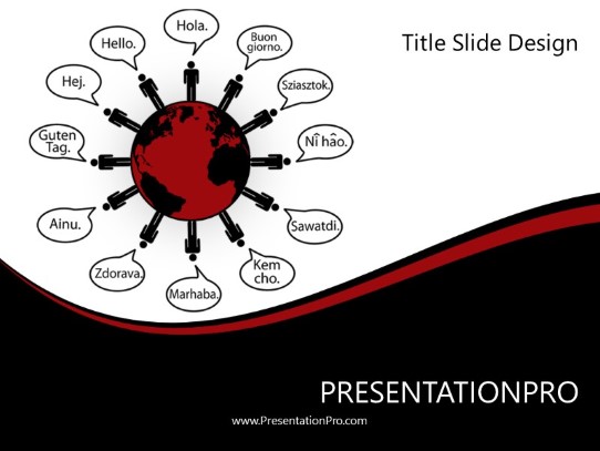 Hello World Red PowerPoint Template title slide design