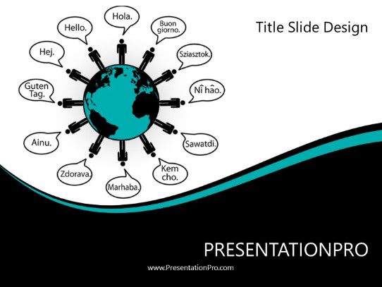 Hello World Teal PowerPoint Template title slide design