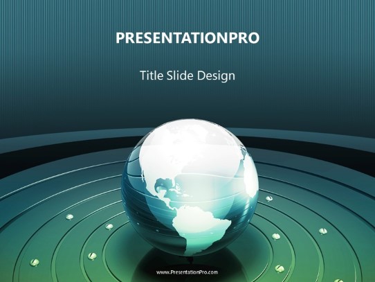 Industrial Metal Globe PowerPoint Template title slide design