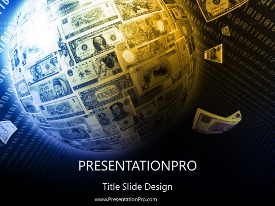 Money Globe PowerPoint Template title slide design