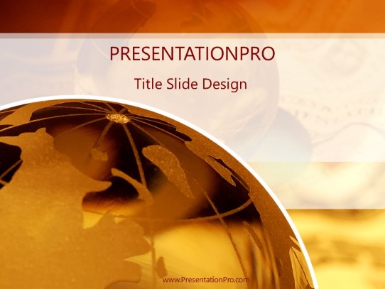 Orange Globe Dollars PowerPoint Template title slide design