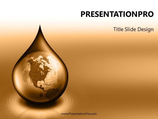 Waterdrop Globe Orange PowerPoint Template title slide design