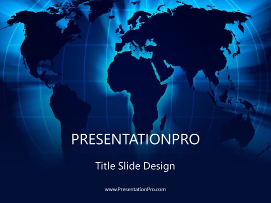 World Grid Blue PowerPoint Template title slide design