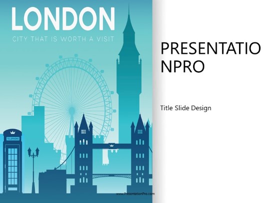 World Trip London Side Wide PowerPoint Template title slide design